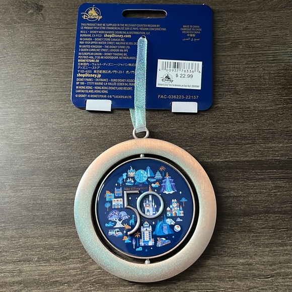 Disney Parks Walt Disney World 50th Anniversary Spinner Mickey Mouse Ornament - Picture 3 of 3